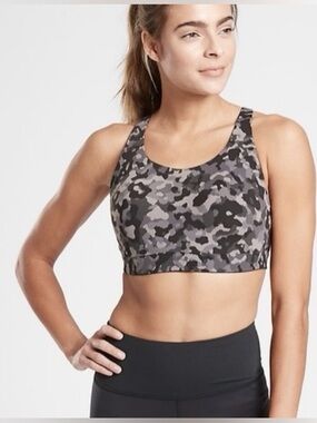 EUC Athleta Advanced Gray Camo High-Support Sports Bra Size 36B